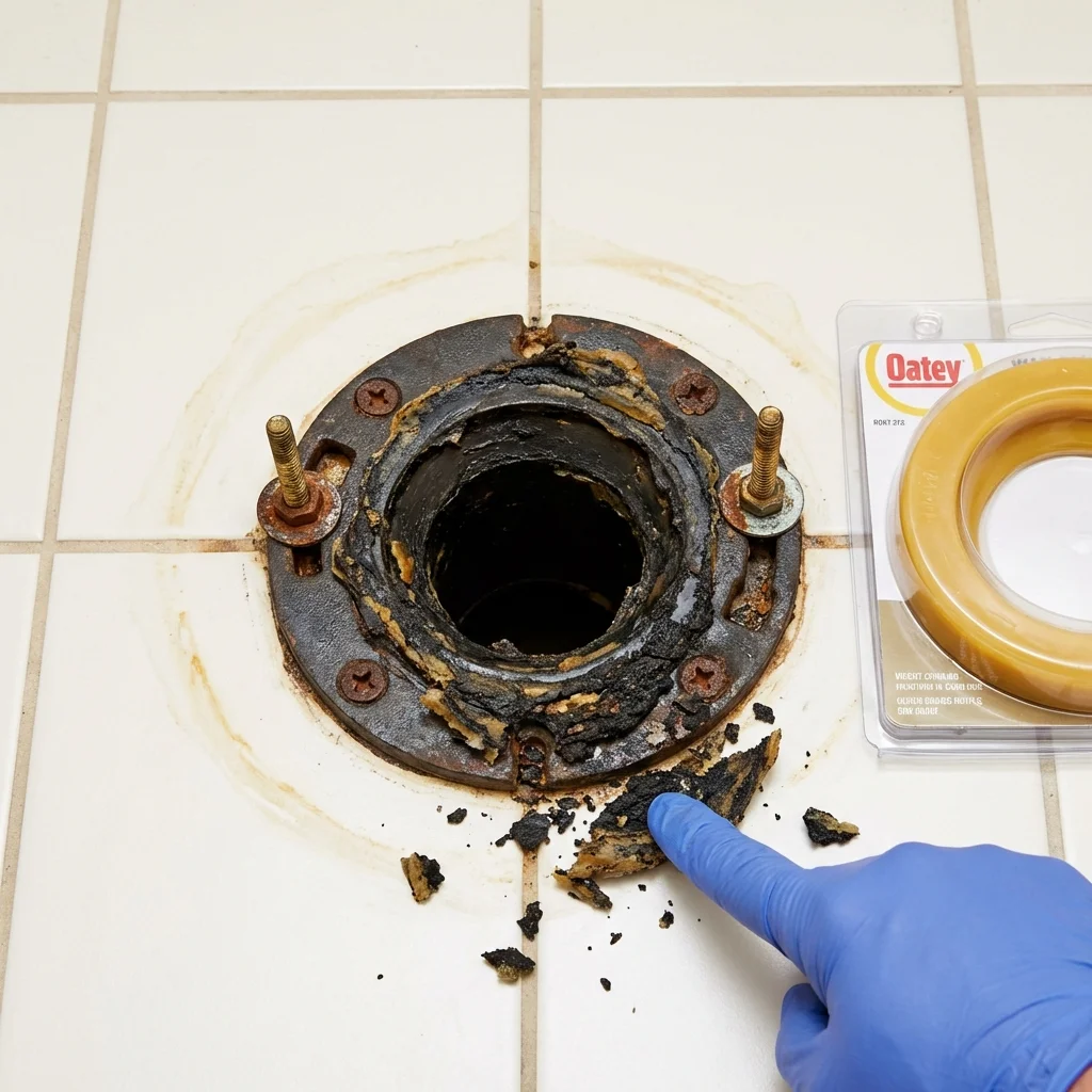 Failed wax ring showing water seepage at the base of a toilet in a Richmond, UT home