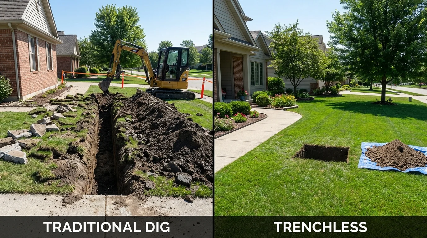Trenchless sewer repair with minimal yard damage versus traditional excavation in Richmond, UT